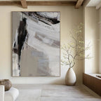 “Grey - White Textured Abstract” - Minimalist Abstract Painting On Canvas PT1304