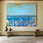 “Blue - hued Abstract Seascape” - Dreamy Impressionistic Painting On Canvas DKS389