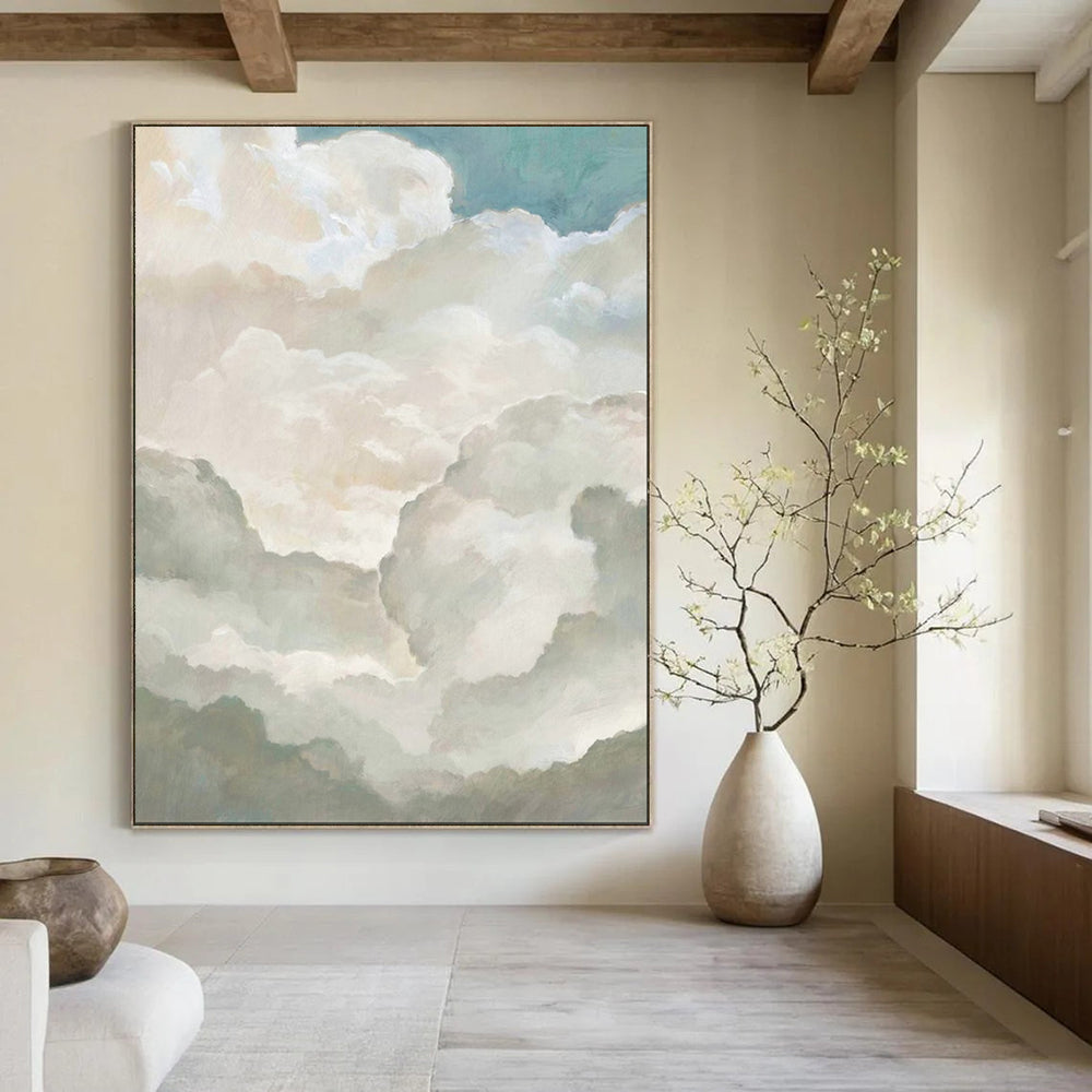 “Soft Cloudscape” - Impressionist Cloud Painting On Canvas PT1992