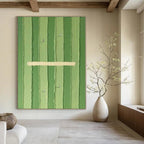 Green Stripes with Figures "Green Paths" Abstract Painting On Canvas PS1356