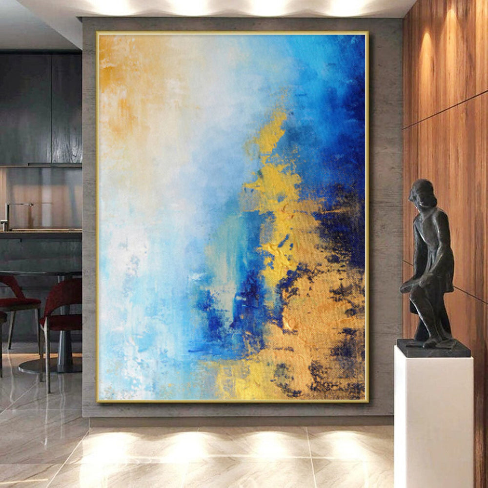 “Blue and Gold Abstract Horizon” - Abstract Seascape - Inspired Painting On Canvas PS0018