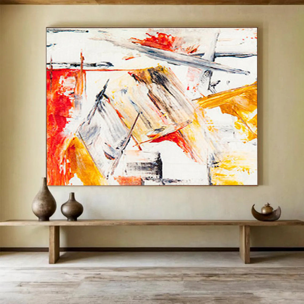 “Dynamic Red - Yellow Abstract” - Energetic Abstract Painting On Canvas DKS400