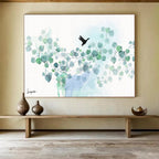 “Eucalyptus And Bird Silhouette” - Watercolor Painting On Paper DKS539