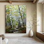 Colorful Birch Forest, Impressionistic Style, Oil Painting On Canvas PT2093