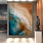 “Beach Waves in Resin” - Blue, Brown, White Abstract Seascape Resin Art PS0765