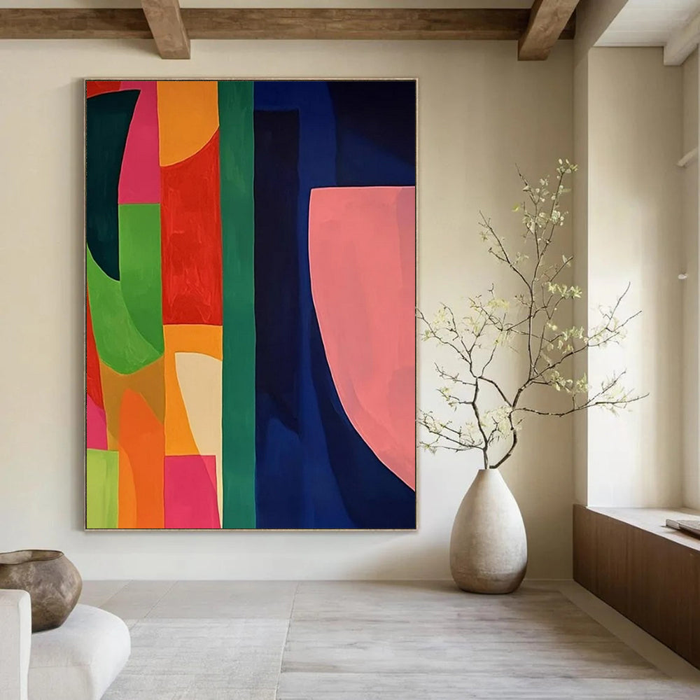“Colorful Geometric Collision” - Color Field Painting On Canvas PT2369