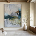 “Abstract Gray and Teal Textures” - Abstract Textured Painting On Canvas PT1922