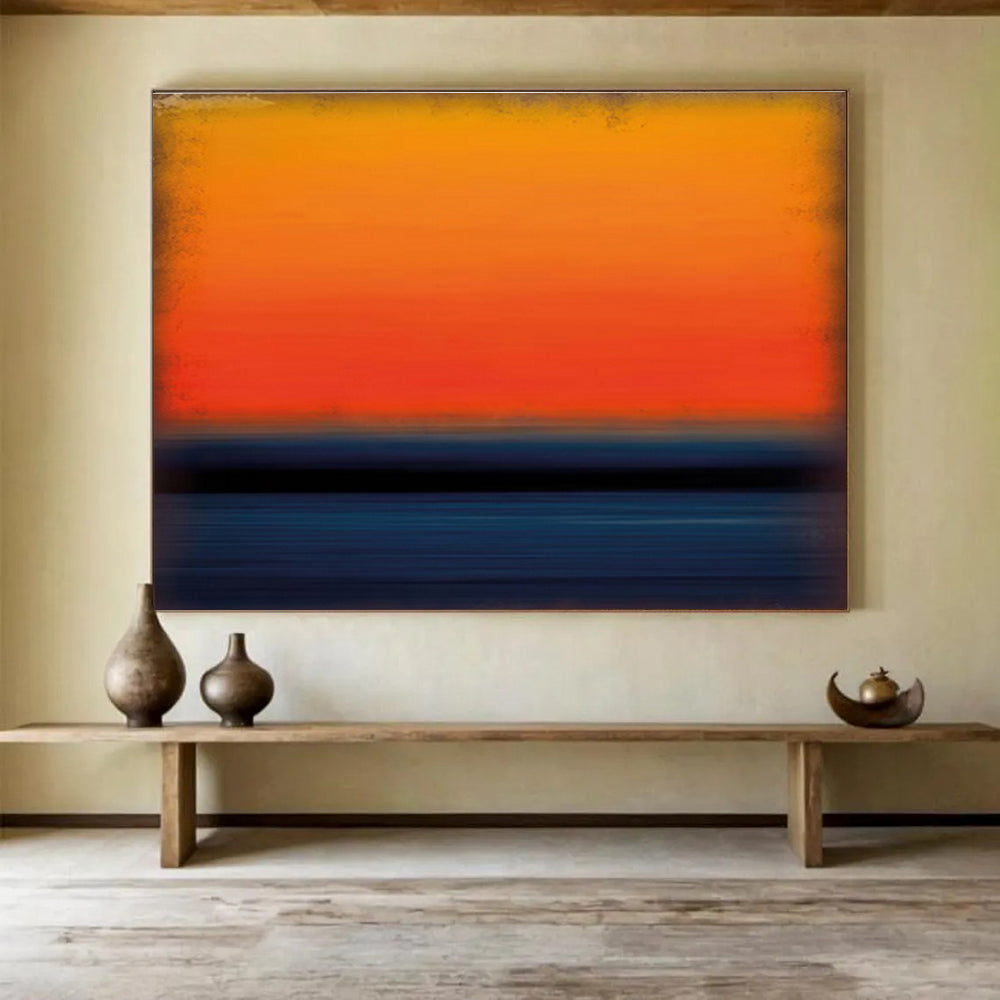 “Sunset Gradient” - Color - Blocked Landscape Painting On Canvas DKS449