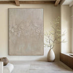 Beige with Textured Patches "Subtle Story" Abstract Painting On Canvas PS1473