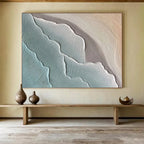 “Textured Blue - Gray Waves” - Relief - like Painting On Canvas PT1525