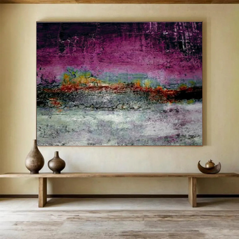 “Purple - hued Textured Abstract” - Mood - setting Abstract Painting On Canvas DKS391