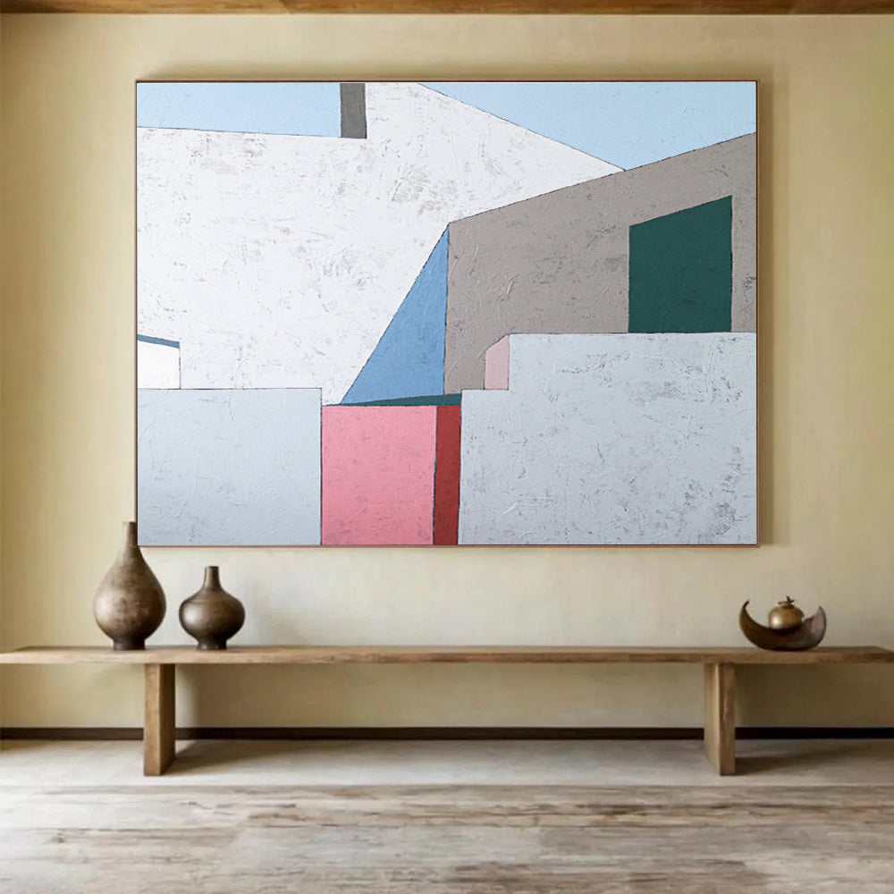 “Pastel - Toned Architectural Abstract” - Abstract Painting on Canvas DKS572