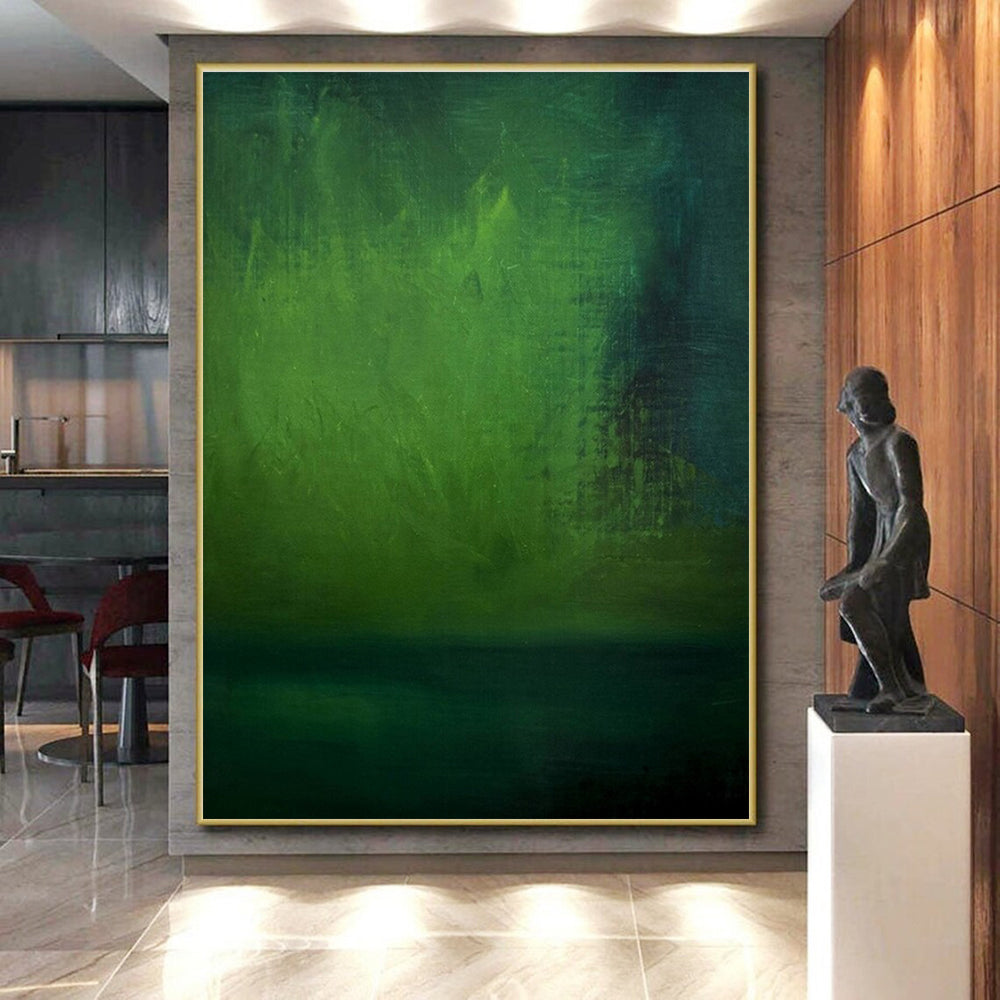 “Deep Green Mystery” - Dark Green, Teal Abstract Ethereal Painting On Canvas PS0628
