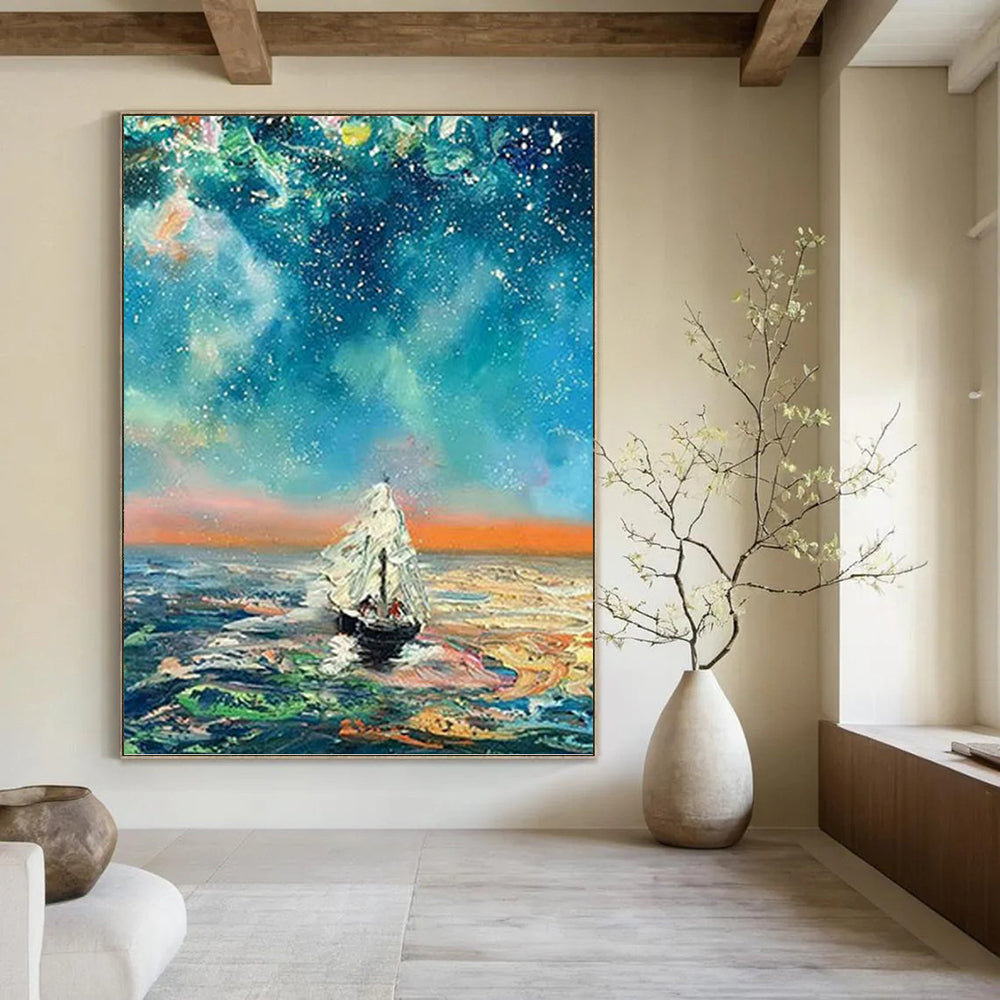 “Starry Sea Voyage” - Fantasy Landscape Painting On Canvas PT1049