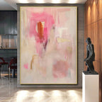 “Pink - Gold Abstract” - Pink, Beige, Gold Abstract Painting On Canvas PS0441