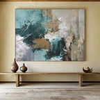 “Teal And Gold Abstract Dynamics” - Abstract Painting On Canvas DKS513