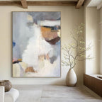 “Soft Hues Mix: Grey, White, and Earth Tones Abstract” - Minimalist Abstract Painting On Canvas PT0956