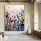 Blossom Symphony Colorful Impasto Flowers, Painting On Canvas PT2145