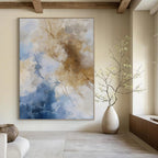 “Blue - Beige Abstract Clouds” - Serene Abstract Painting On Canvas PT1020