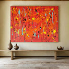 “Red - Yellow - Blue Drizzle” - Abstract Expressionist - Painting On Canvas PT1725