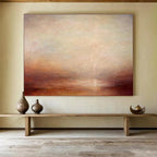 “Soft Sunset Gradient” - Beige, Orange & Brown Landscape, Impressionistic Oil Painting On Canvas DKS775