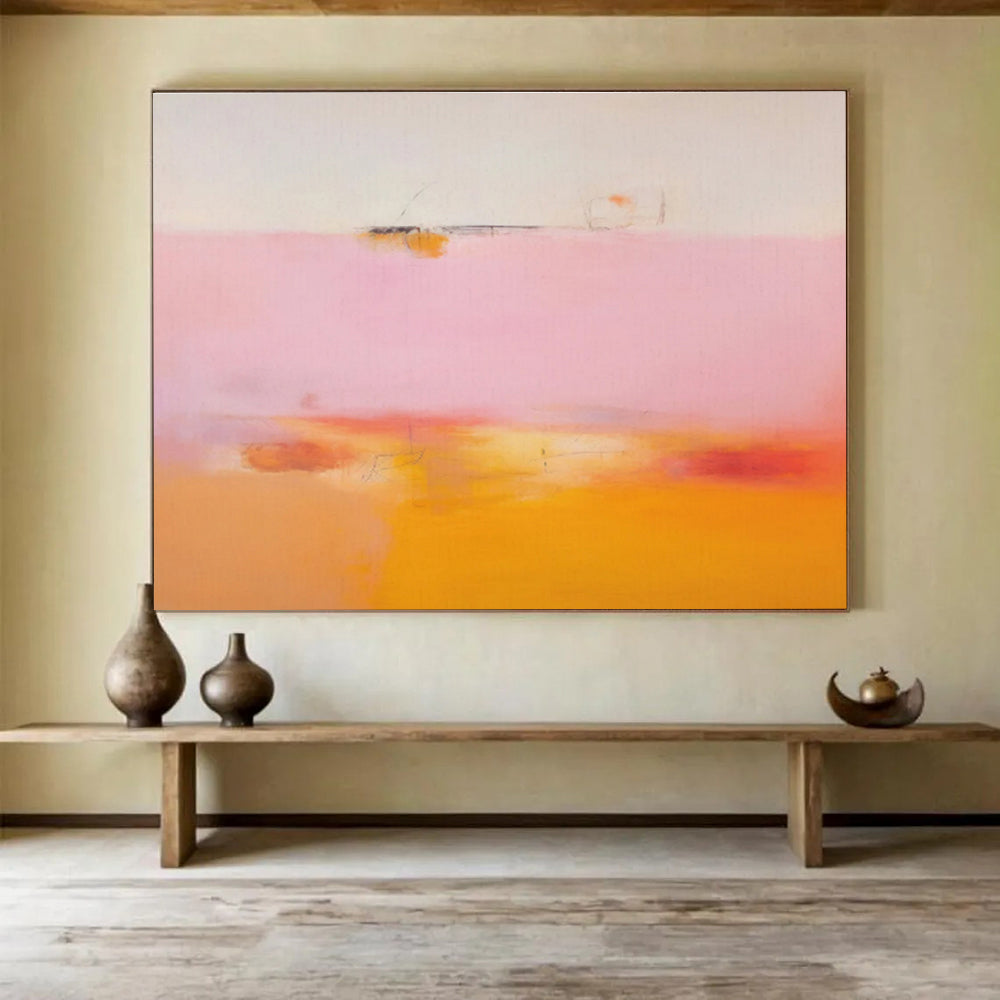 “Minimalist Pink Horizon” - Color - Field Painting On Canvas DKS476