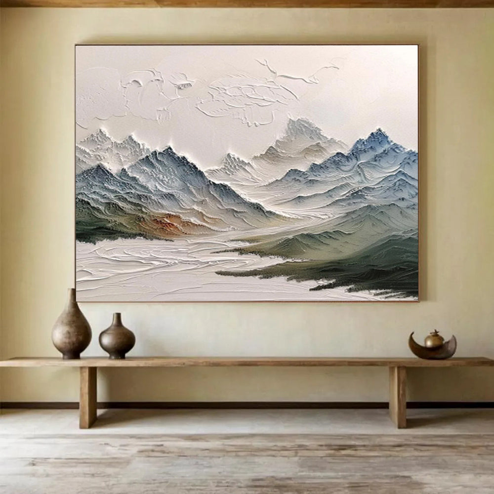 “3D Textured Mountain Range” - Sculptural Landscape Painting On Canvas DKS462