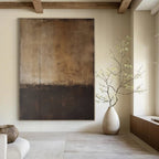 Brown, Black with Divided Textures "Earth and Shadow" Abstract Painting On Canvas PS1368