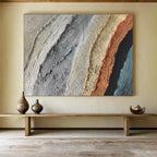 “Colorful Textured Stripes Abstract” - Striped Abstract Painting, Great for Living Room & Creative Office DKS619