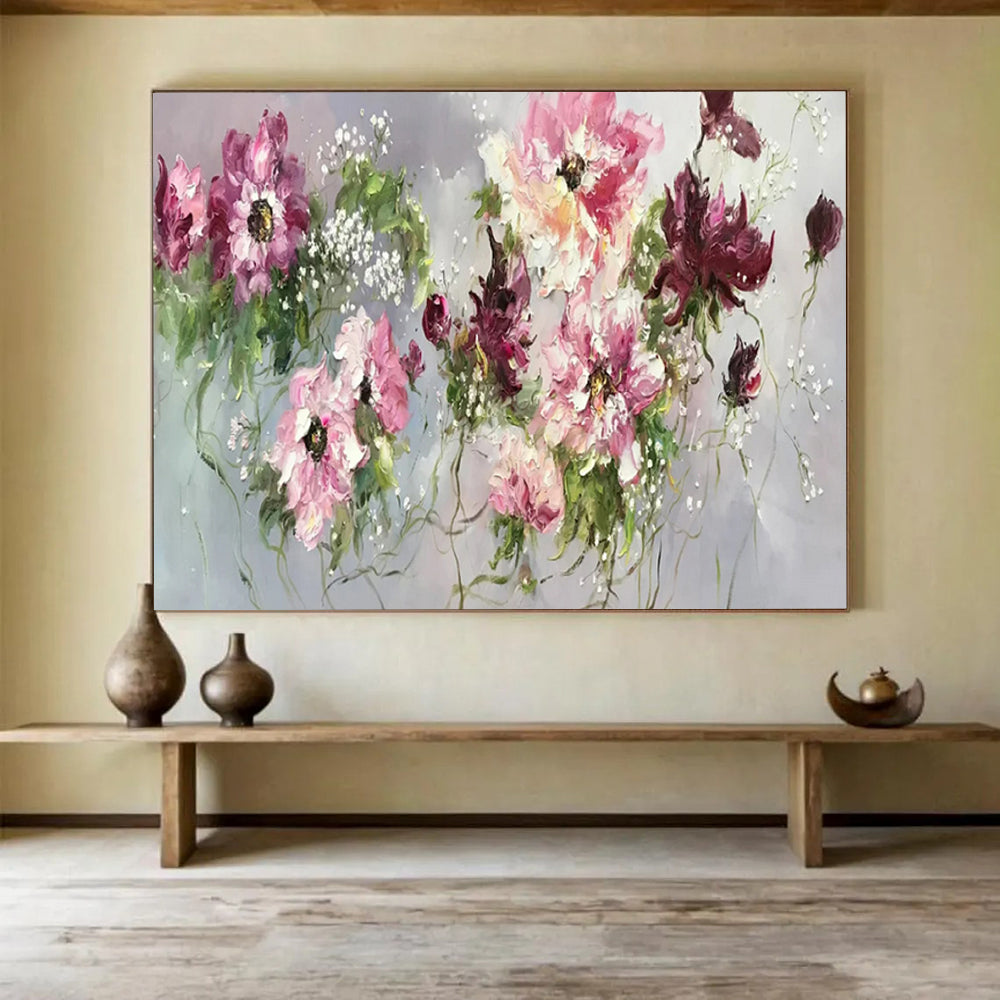 “Pink - Purple Floral Bouquet” - Impressionist Floral - Painting On Canvas PT1764