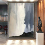 “Misty Grayscale Flow” - Gray, White, Black Abstract Gradient Painting On Canvas PS0614