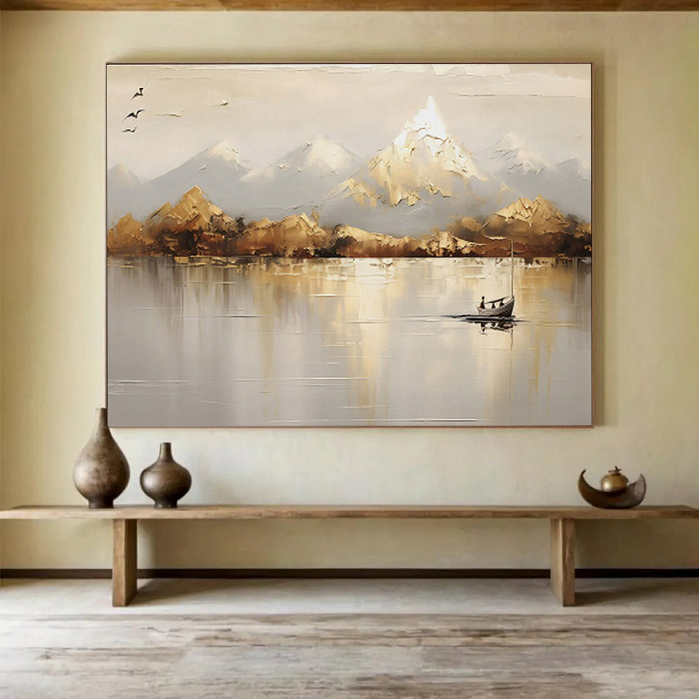 Neutral Toned Mountain Landscape Impressionist Landscape Painting On Canvas DKS158