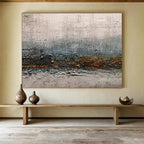 Textured Gray - Blue Abstract - Industrial - inspired Painting On Canvas DKS374