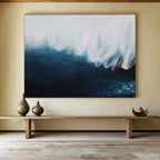 Blue & White Wave Abstract Painting On Canvas DKS039