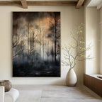 Dark Tones with Misty Forest Scene "Mystic Twilight Woods" Landscape Painting On Canvas PS1204