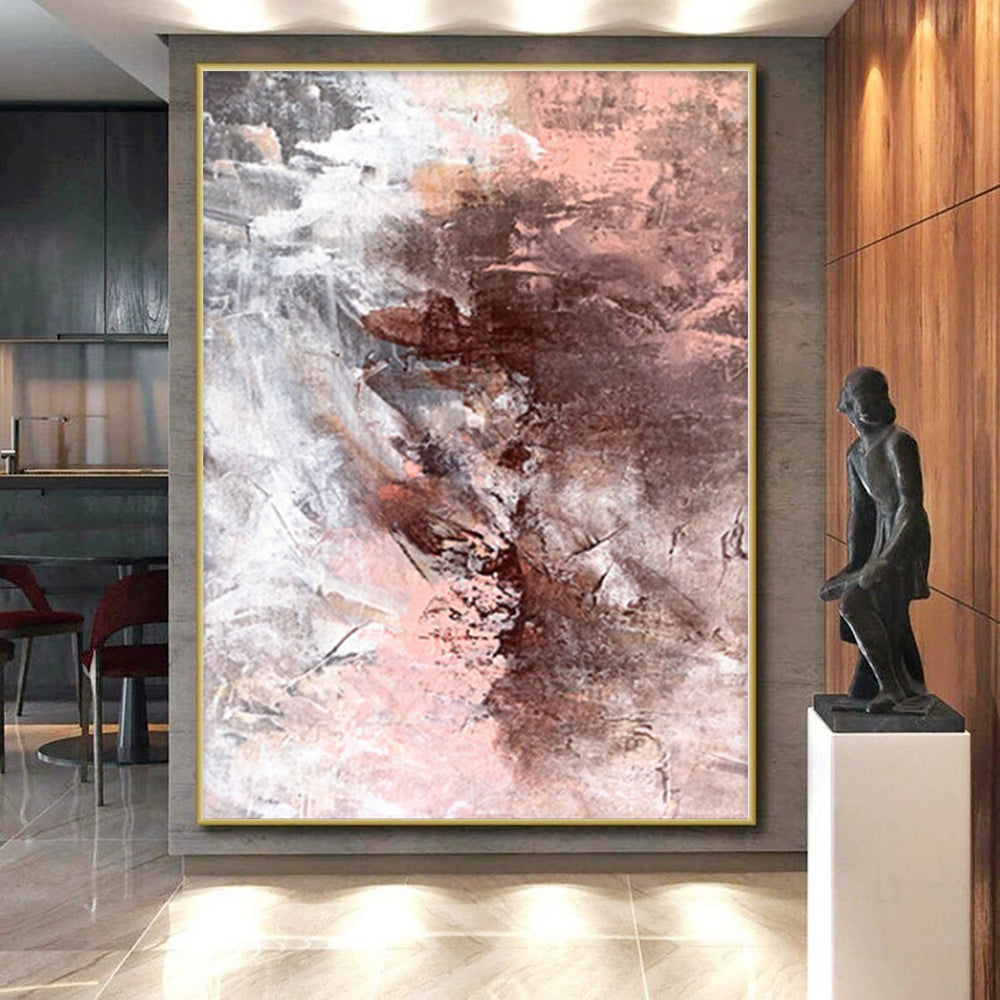 “Blush and Brown Abstract Fusion” - Romantic Abstract Painting On Canvas PS0043
