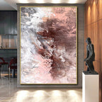 “Blush and Brown Abstract Fusion” - Romantic Abstract Painting On Canvas PS0043