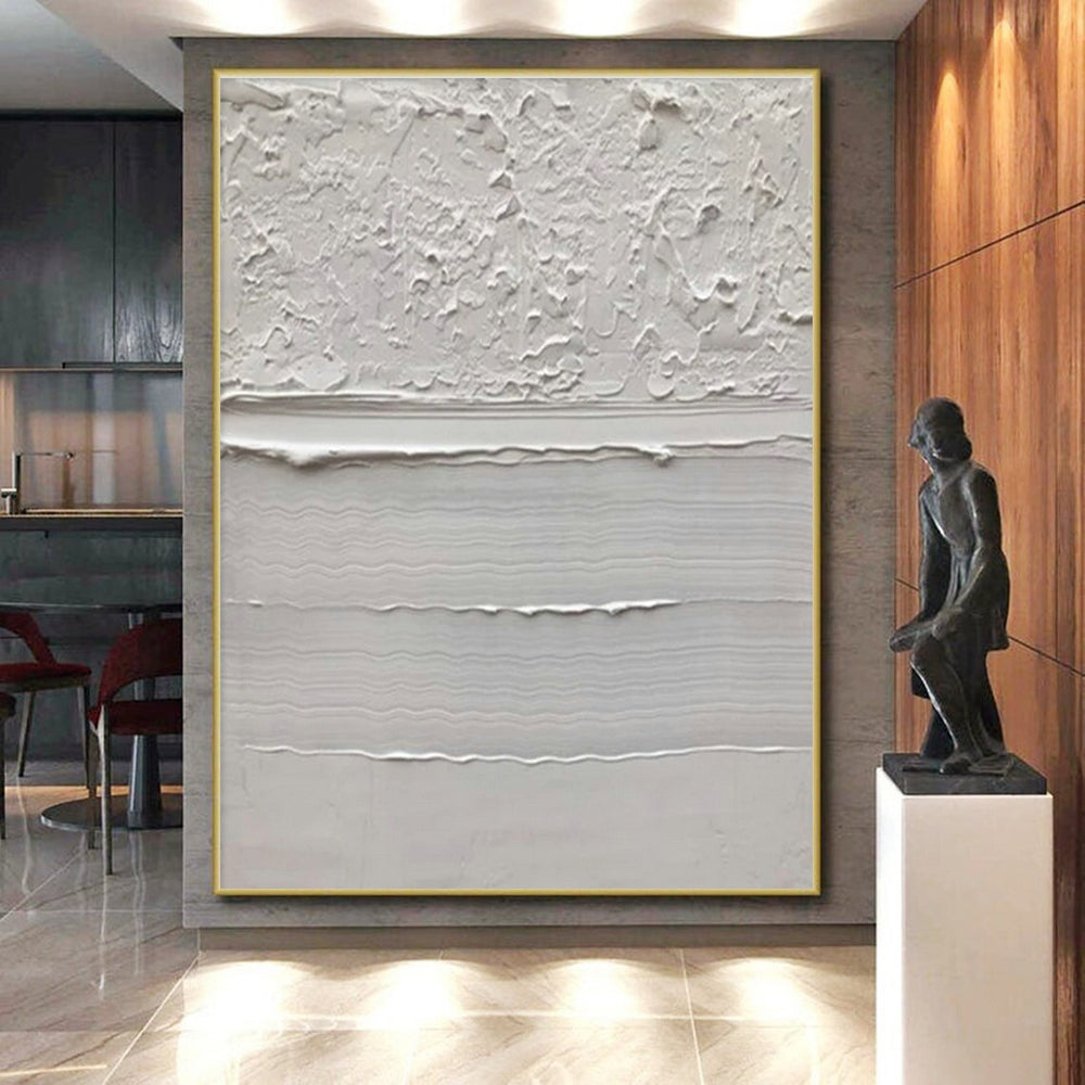 “Textured White Layers” - White, Light - colored Abstract Textured Painting PS0611