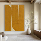 “Yellow - White Textured Abstract” - Textured Abstract Painting On Canvas PT1244