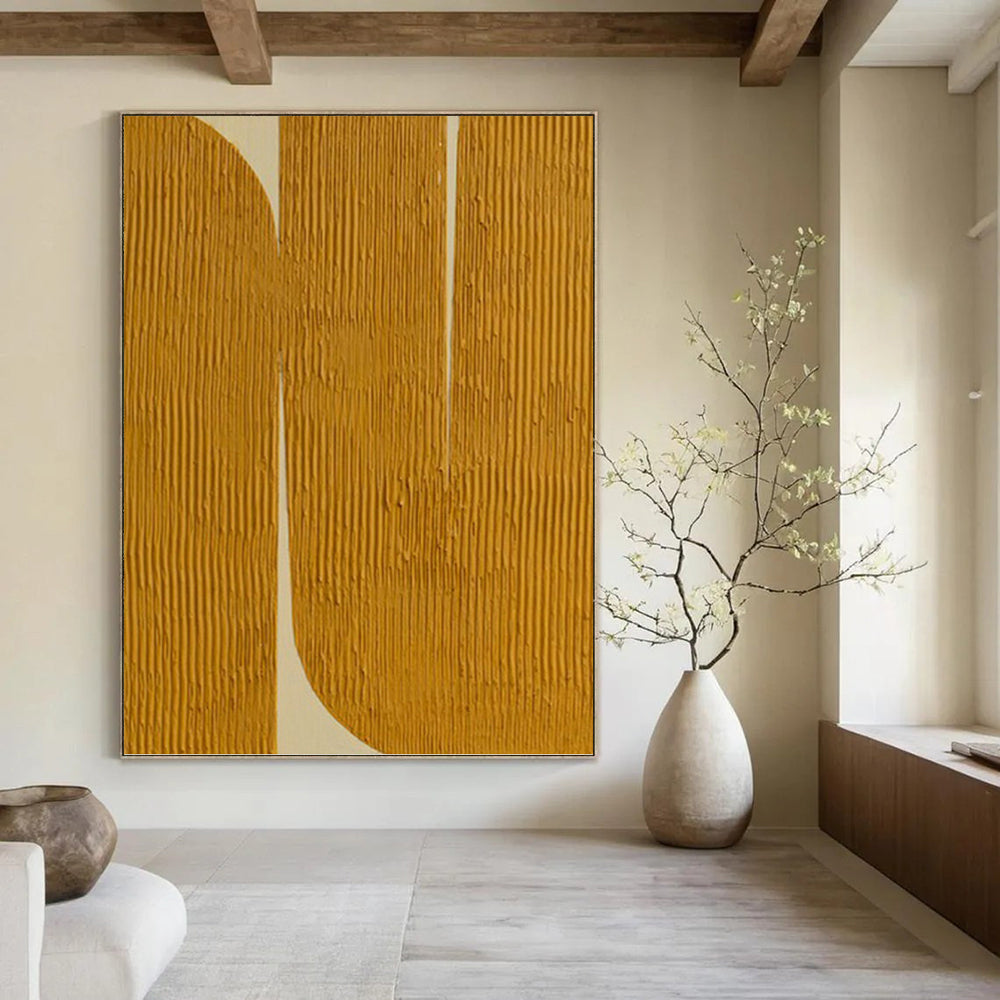 “Yellow - White Textured Abstract” - Textured Abstract Painting On Canvas PT1244