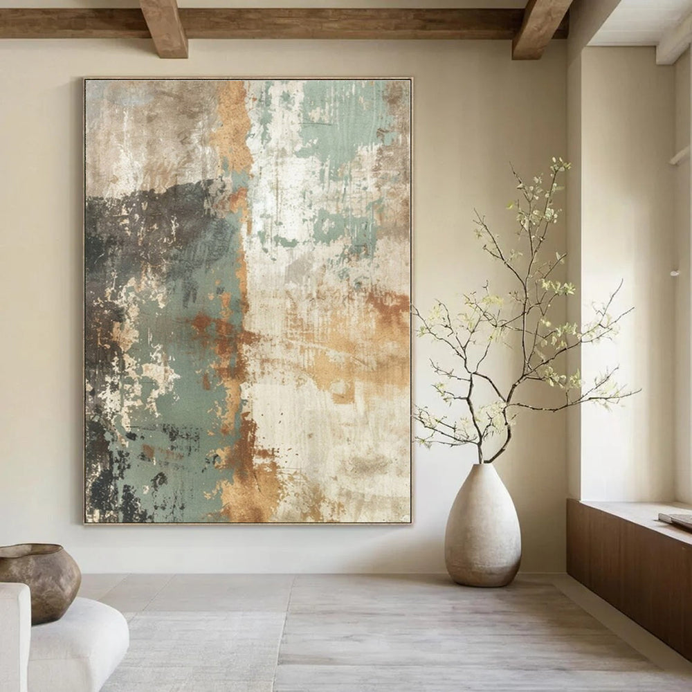 Earthy Tones with Weathered Textures "Aged Serenity" Abstract Painting On Canvas PS1274