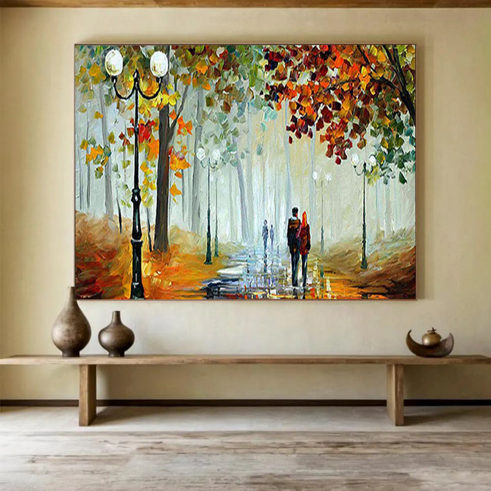 “Autumn Stroll in the Park” - Impressionistic Figure Painting On Canvas PT225