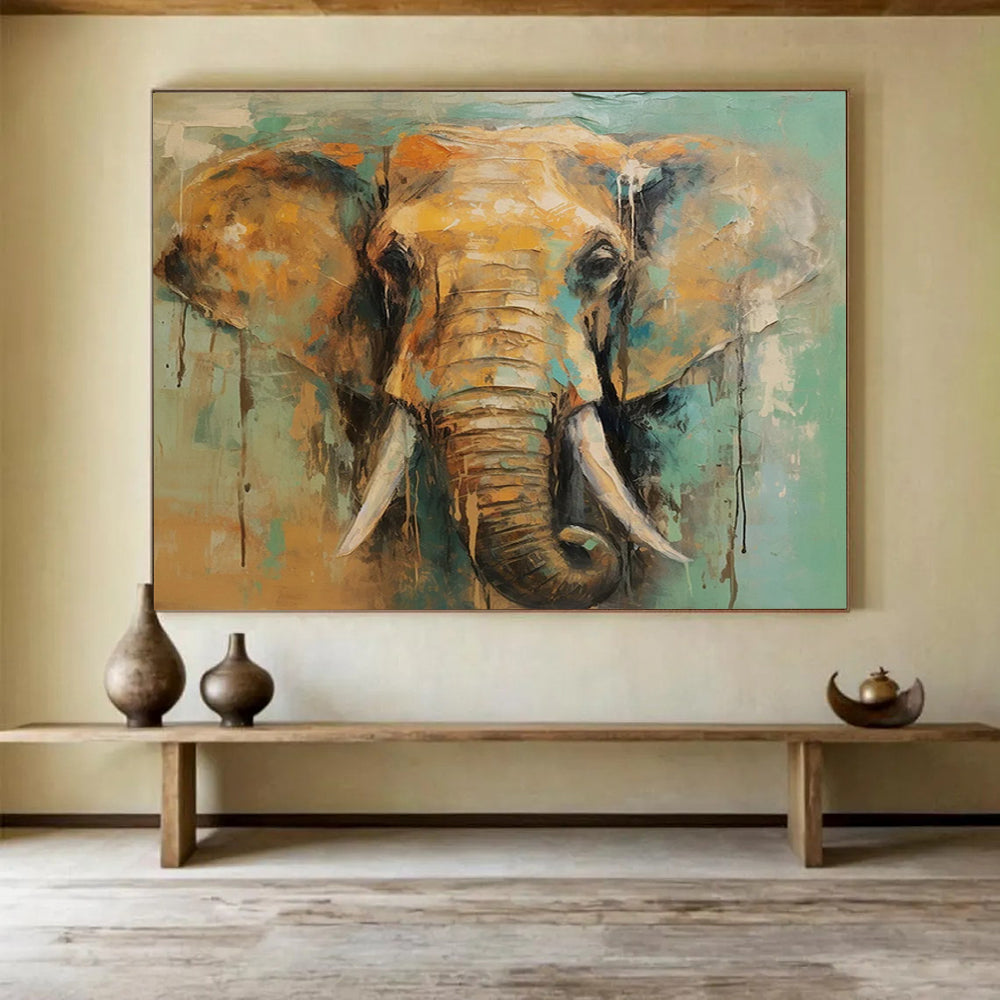 “Colorful Elephant Portrait” - Expressive Wildlife Painting On Canvas PT083