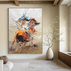 “Guan Yu on Horseback” - Oriental, Legendary - Themed Painting On Canvas PT1590