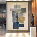 “Neutral Geometric Abstract” - Neutral Tones Abstract Geometric Painting On Canvas PS0728