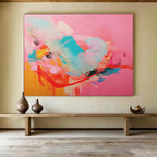 “Pink - Dominant Color Burst” - Vibrant Abstract Painting On Canvas DKS502