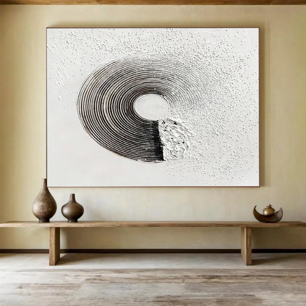 Black & White Groove: Monochromatic Abstract Textured Painting for Minimalist Studio & Music - Lovers’ Den DKS645