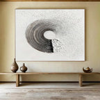 Black & White Groove: Monochromatic Abstract Textured Painting for Minimalist Studio & Music - Lovers’ Den DKS645