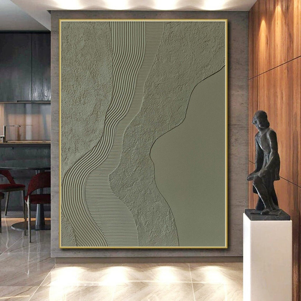 “Textured Wave - Line Abstract in Neutral Tones” - Minimalist Textured Painting On Canvas PS0253