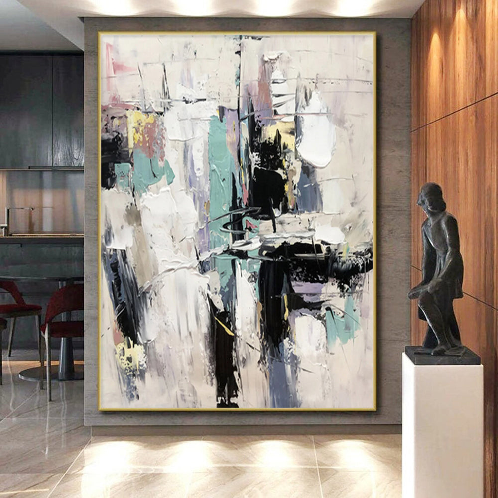 “Pastel - Toned Abstract Urban Layers” - Soft Abstract Painting On Canvas PS0319